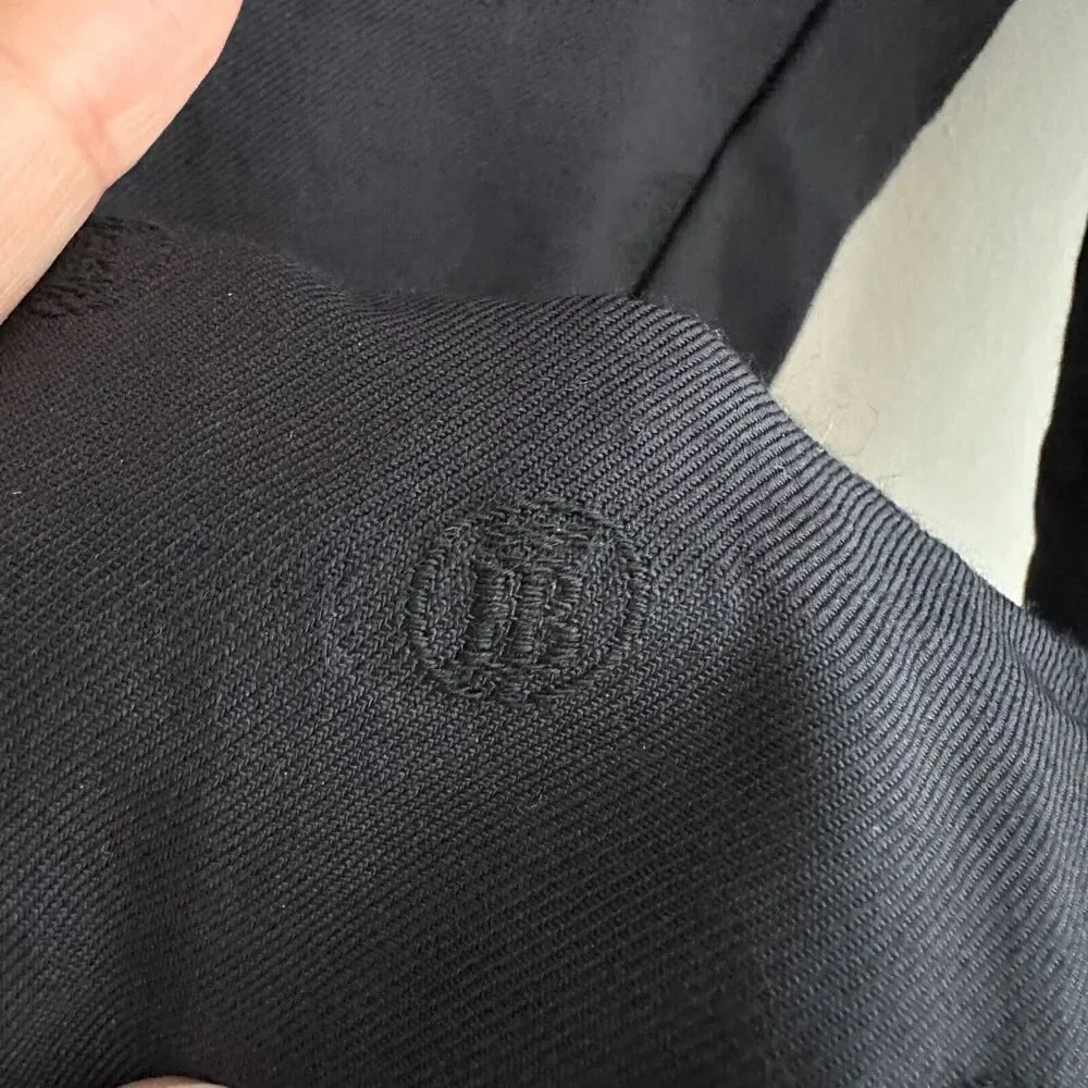 Burberry London Trousers Mens 30 x 28 Wool Monogram Embroidered‎ Jacquard Navy
